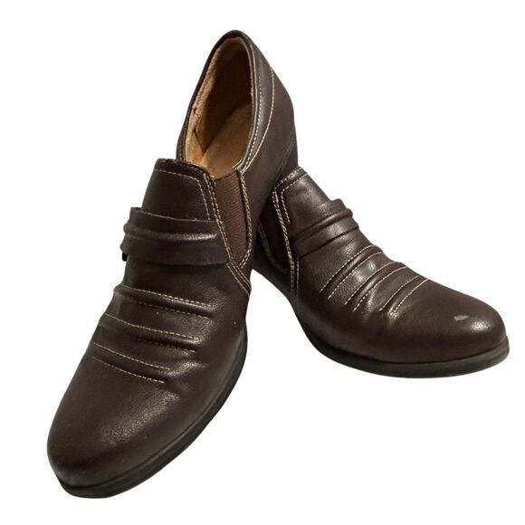 Naturalizer - Women's Kaz Brown Faux Leather Block Heeled Ankle Booties Size 8M - Picture 3 of 9